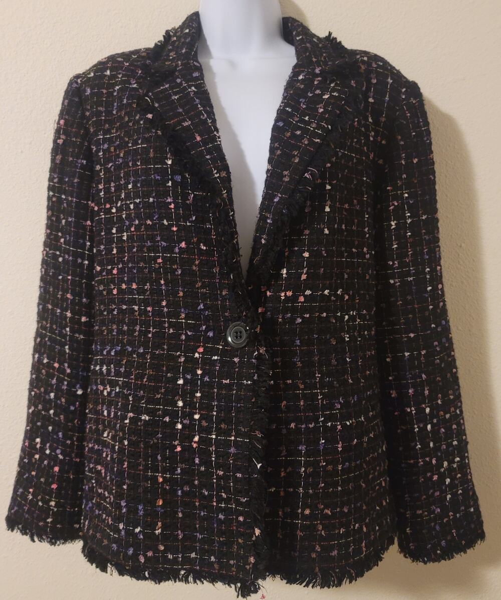 VTG Breckenridge Womens Blazer 16 Lined Frayed Hem